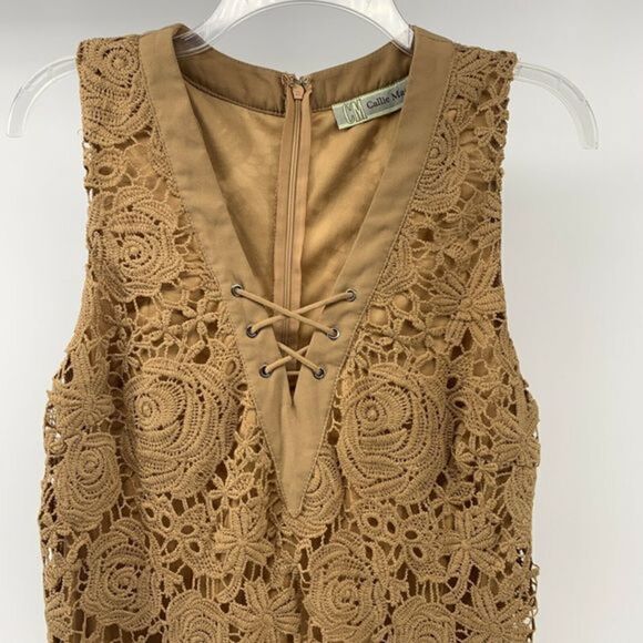 Callie Mac Lace Brown Sleeveless Dress Small - Picture 2 of 7
